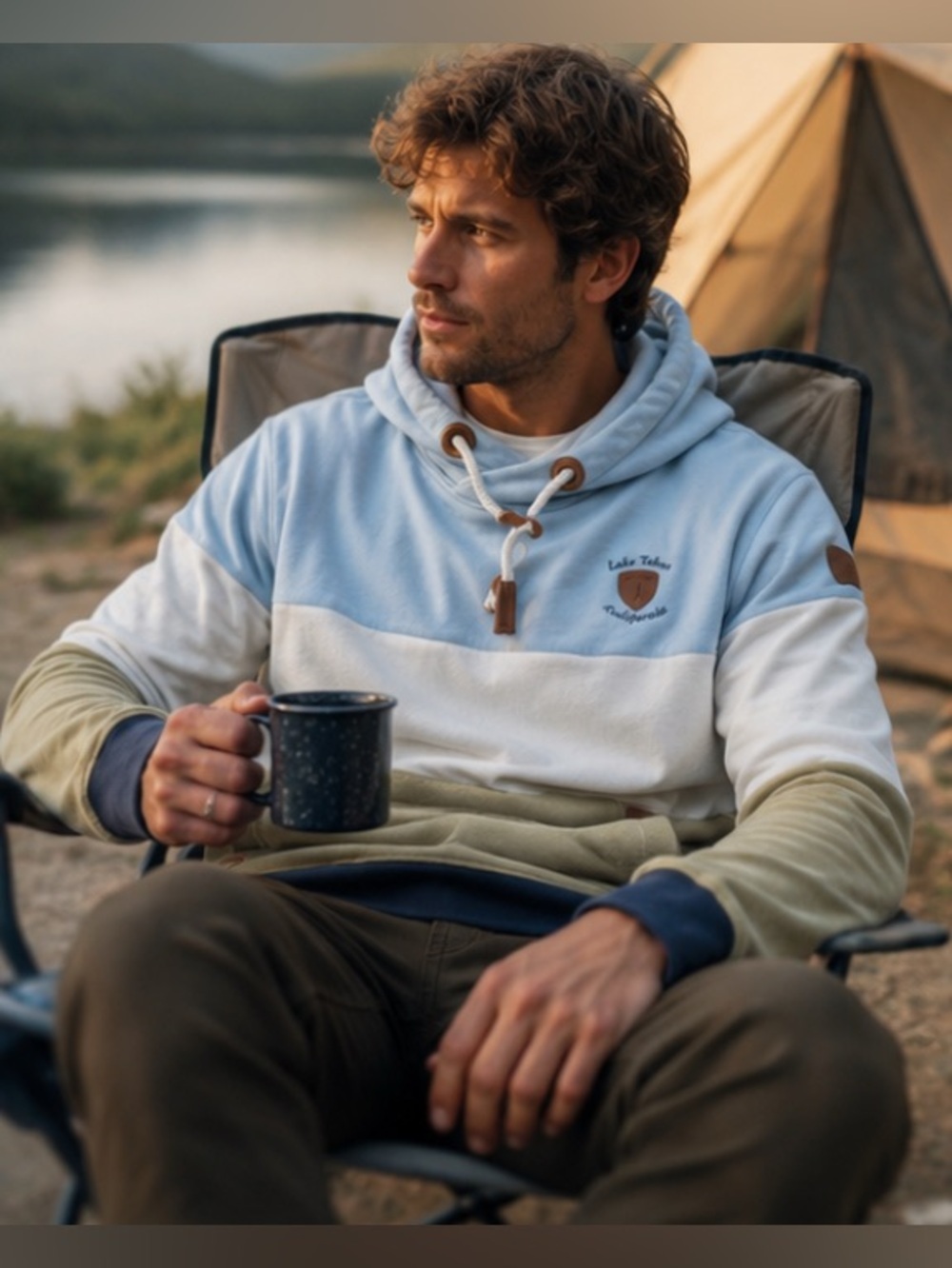 HighCamp Outfitters Lake Tahoe striped Cabincore rustic wilderness escape hoodie